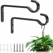 6 Inch Outdoor Plant Hooks 2pcs Hangers for Hanging Baskets, Iron Wall Metal Hooks Plant Hanger Bracket, Outdoor Hooks for Bird Feeders