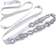 [DEARMAMY] Rhinestone Bridal Belt with Imitation Pearls Elegant Wedding Dress Sash for Brides Lightweight Waist Decoration for Formal Dresses Charming Accessory with Ribbon in