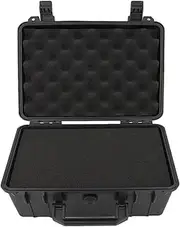 AcbbMNS Black Waterproof Hard Case with Foam Insert, Portable Tool Bag Camera Storage Box with Shockproof Sponge fit for Small Drone Camcorder Equipments, 28 x 24 x 10cm