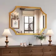 Small Gold Mirror for Wall, 20"X28" Gold Bathroom Vanity Mirror Scalloped Mirror