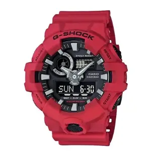 【CASIO 卡西歐】雙顯強悍魅力運動錶 紅 GA-700-4ADR