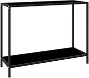 VRAXO Console Table Black 100x35x75 cm Tempered Glass -10.95KG,322836