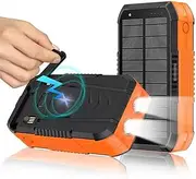 [YXINHONGYUE] 30000 Mah Portable Solar Generator, Outdoor Survival Hand Crank Charger with Bright Flashlight And Compass Three Charging Methods Suitable for Hiking