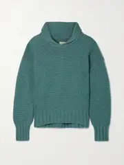 [Suzie Kondi] Suzie Kondi - Ribbed Cashmere Sweater - Teal - large large Blue