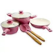 Gibson Home Cookware Set 7-Pcs Aluminum Nonstick Lavender w/ Bakelite Handle