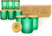 12 Pack Glass Candle Jars for Making Candles, 10 OZ Empty Candle Tins with Bambo