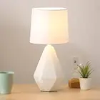 Modern Small Ceramic Table Lamp, White Irregular Geometric Bedside Table Lamp fo
