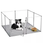 Fin 81Cm Highest Acrylic Dog Whelping Pen Box Safe Aluminum Frame Pet Playpen W/ Mat