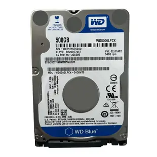 5Cgo【含稅】WD/西數 WD5000LPCX 500G 5400轉16M 2.5寸筆電電腦藍標SATA3 7mm薄盤