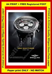 Breitling Ad - The NAVITIMER since 1952 watch - A4 Print + FREE POST - NO WATCH