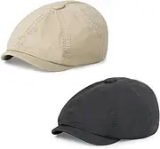 [Qlauca] Newsboy Cap for Men Cotton 8 Panel Men's Flat Cap