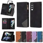 For Samsung Galaxy Z Fold 6 5 4 3 Zipper Flip Leather Magnetic Purse Case Cover