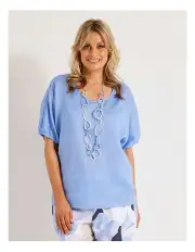 [Fella Hamilton] Caledonia Scoop Neck Top in Blue