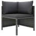 Sectional Corner Sofa With Seat Cushion Grey Poly Rattan Modular Lounge Chair