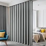 hoeflife Room Divider Curtains, Blackout Ceiling Track Curtains with Hook Sound Proof Floor Curtains Perfect for Ceiling Mount Curtain Tracks Wall Divider for Room Separation(Light Grey, W100 x H96)
