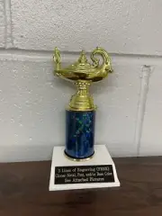 Lamp Of Knowledge Trophy With 3” Post. (Please See All Photos)