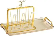 Bottle Dryer Rack, Cup Holder Stand, Metal Glass Stand, Non Slip Glass Holder, Drinking Glass and Bottle Dryer Rack with Drip Tray, Stable Non-Slip Metal Stand for Kitchen Counter