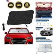 Car Sun Shade Umbrella Windshield UV Blocker Foldable Wind-Resistant Cover