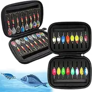 Behogan 32-Piece Trout Spoon Set, 3 g Fishing Bait, Trout Bait with Storage Box, Artificial Bait, Spinner Blinker Set, Fishing Accessories, Trout Artificial Bait for Trout, Perch, Pike, Zander