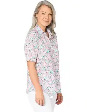 [Fella Hamilton] Fetti Short Sleeve Print Shirt in Pink/Aqua