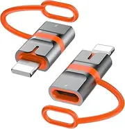 USB C to Lightning Adapter (Pack of 2) USB C Lightning Adapter 36 W Fast Charging/Phone Computer Data Transfer/Non-Slip Design/Anti Loss Rope for iPhone 14 13 12 11ProMax, Not for OTG/Audio