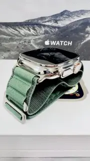 Apple Watch ULTRA 49mm Polished Custom Titanium Green Loop Band Custom
