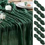 Wokceer Cheesecloth Table Runner 6Pack 10FT Emerald Green Christmas Gauze Cheese Cloth Table Runner for Party Long Rustic Sheer Table Runners for Baby Bridal Shower Wedding Easter Table Decor