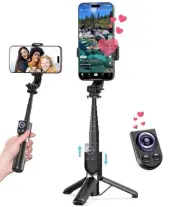 Selfie Stick Tripod with Detachable Wireless Remote, Extendable 32” Tripod fo...