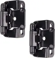 Self Closing Cabinet Hinges Black, 20 Pack - 1/2" Overlay 3/4" Frame Semi Wrap