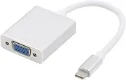 USB-C to VGA Adapter, USB 3.1 Type C Male to VGA Female Adapter Converter Monitor/Projector Cable, Compatible with Monitor Connector Laptop Tv Projector Mobile Phones HD. (White)