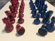 Chess Piece set - Dragon Blue and Fireball Red Pieces....Hi Gloss, No Board