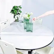 Round Clear Plastic Tablecloth 130cm, Transparent PVC Round Table Cover, Crystal Clear Table Cover Protector, for End Table/Night Stand, Coffee Table, Dining Room Table