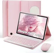 TUNKARMOR Keyboard Case for Google Pixel Tablet 11 inch 2023, Mouse and Detachable Keyboard, PU Leather Cover Case Auto Sleep/Wake - Pink