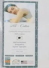 National Allergy Premium 100% Cotton Zippered Euro Square Pillow Protector - 20 x 20 - White - 300 Thread Count - Hypoallergenic Pillowcase with Zipper - Breathable Encasement Cover