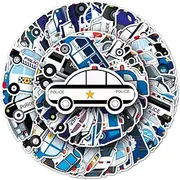 50 Packs Police Cars Stickers Water Bottles Laptop Phone Motorcycle Computer Guitar Skateboard Hydroflasks Police Cars Vinyl Sticker Waterproof Aesthetic Trendy Decals for Teens Girls Adults