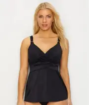 Miraclesuit BLACK Solid Plunge Tankini Swim Top, US 34DDD, UK 34E