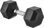 Rubber Encased Exercise and Fitness Hex Dumbbell Hand Weight for Strength Traini