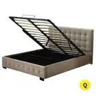Levede Fabric Bed Frame Queen Tufted Beige
