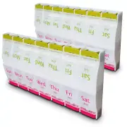 RE-GEN Twin Pack AM-PM Easy Push Button 7 Day Weekly Pill Organiser Storage Box