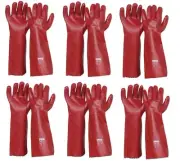 PROCHOICE RED PVC LONG GLOVES x 6-PACK
