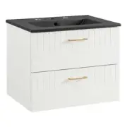 Modway Daybreak 24" Rubberwood MDF Particleboard Bathroom Vanity in White/Black