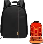 EZONEDEAL Camera Backpack Bag Professional Waterproof for Carry DSLR/SLR Mirrorless Camera, Camera Case Compatible for Sony Canon Nikon Camera and Lens Tripod Accessories (Black + Orange)