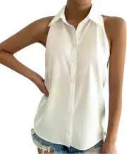BANANA REPUBLIC Woman’s Sleeveless Button-front Halter Top In Ivory NWT Size XS