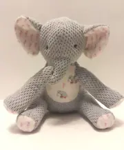Bunnies By The Bay 12" Elephant Plush Gray Soft Chenille Stuffed Animal Floral