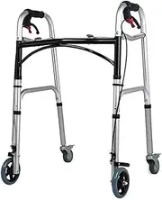 Folding Elderly Walker, Lightweight Walking Frame with Wheel, Height Adjustable Assisted Walking for The Elderly and Disabled,Four Wheel