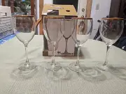 4 Luminarc Montego Gold Wine Water Goblet Glasses Stemware Cristal D'Arques NEW