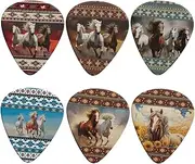 KEIAHUAN Guitar Plectrums Guitar Picks Thin Medium Heavy Guitar Plectrums Classical Triangle 0.96mm for Electric Guitar Picks Bass Picks Ukulele Picks for Guitar Players Aztec Horse Print