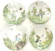 Pottery Barn Set 4 Peter Rabbit 9” Beatrix Potter Melamine Easter Plates Spring