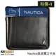 【特價-1】Nautica 男皮夾 短夾 荔紋 牛皮夾 獨立卡夾 品牌鐵盒裝／船型標黑色