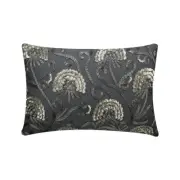 Grey Linen Lumbar Pillow Cover Set of 2 Sequins & Embroidery - Secretly Dreaming